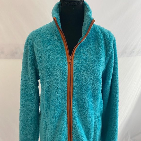 SOLD Tek Gear You've Got This Blue Contrast Brown Fleece Zip Front Jacket NWOT - Picture 13 of 15